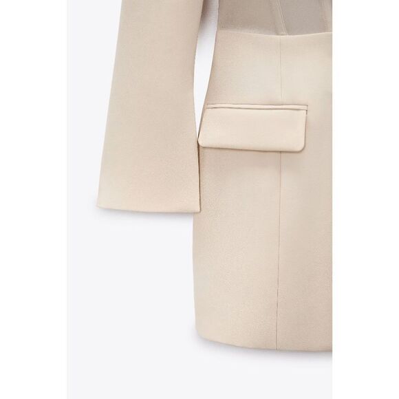 ZARA CORSET BLAZER DRESS BEIGE-PINK  - Picture 9 of 17